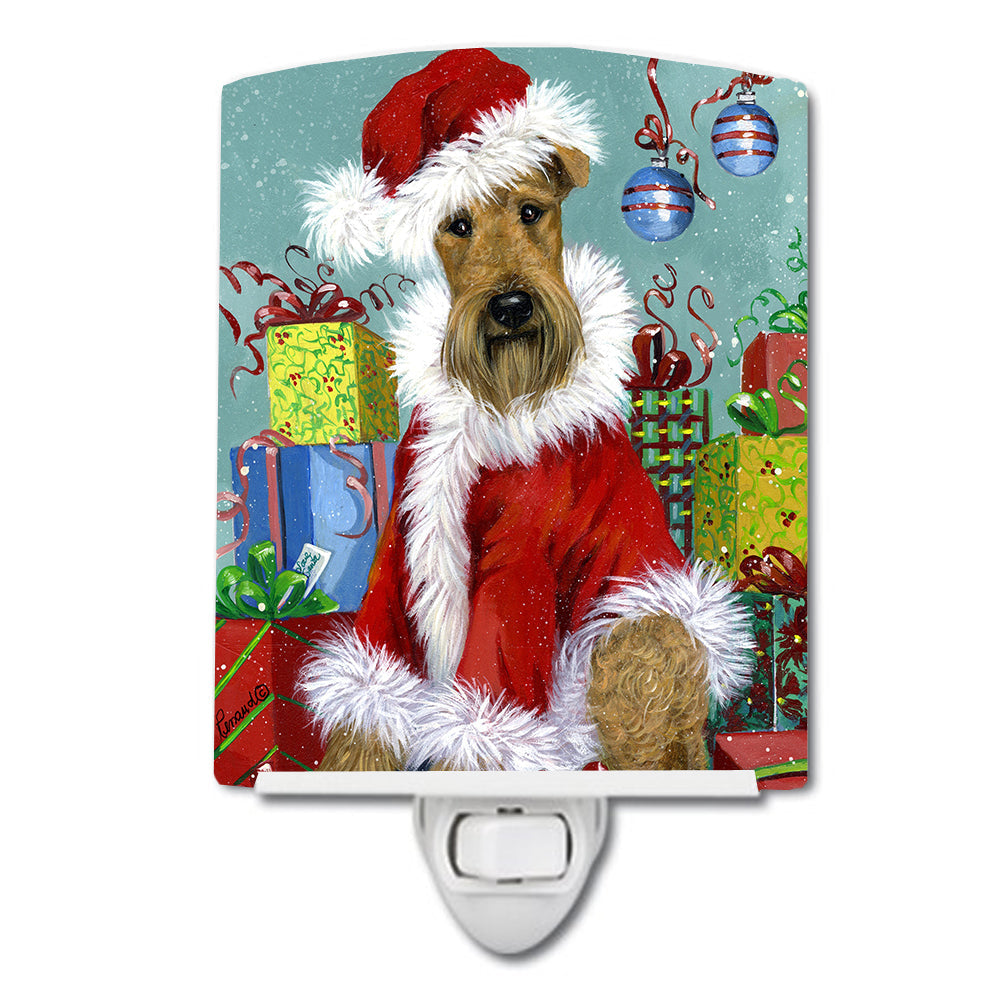 Airedale Santa Christmas Ceramic Night Light Compact, UL-Certified, Ideal for Bedroom, Bathroom, Nursery, Hallway, Kitchen, 6x4x3, Multicolor