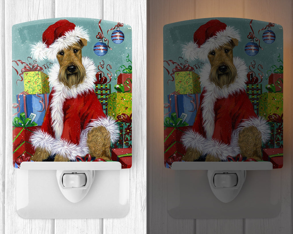 Airedale Santa Christmas Ceramic Night Light Compact, UL-Certified, Ideal for Bedroom, Bathroom, Nursery, Hallway, Kitchen, 6x4x3, Multicolor