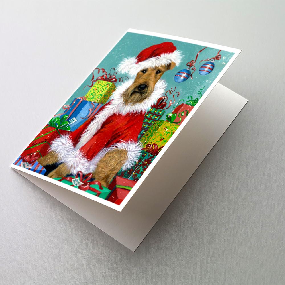 Airedale Santa Christmas Greeting Cards Pack of 8 Blank Cards with Envelopes Whimsical A7 Size 5x7
