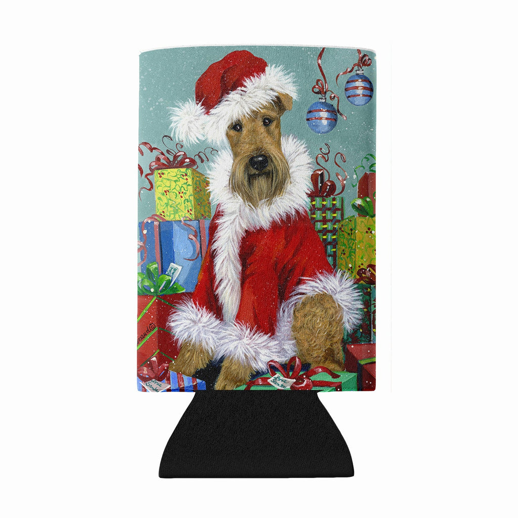 Airedale Santa Christmas Wine Bottle Hugger Gift Sleeve for Standard 750 ml Bottles, Insulated Reusable Also Fits Mini Shot & Pint Bottles
