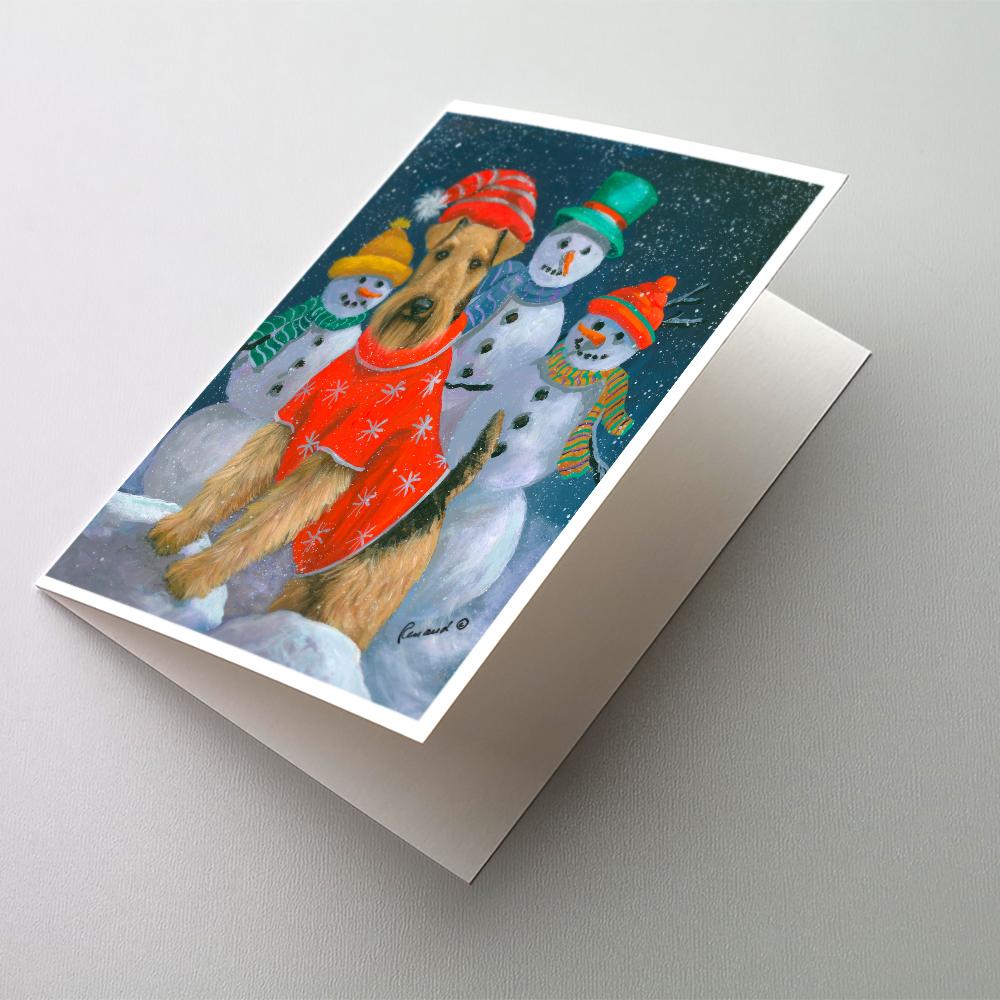 Airedale Snowpeople Christmas Greeting Cards Pack of 8 Blank Cards with Envelopes Whimsical A7 Size 5x7