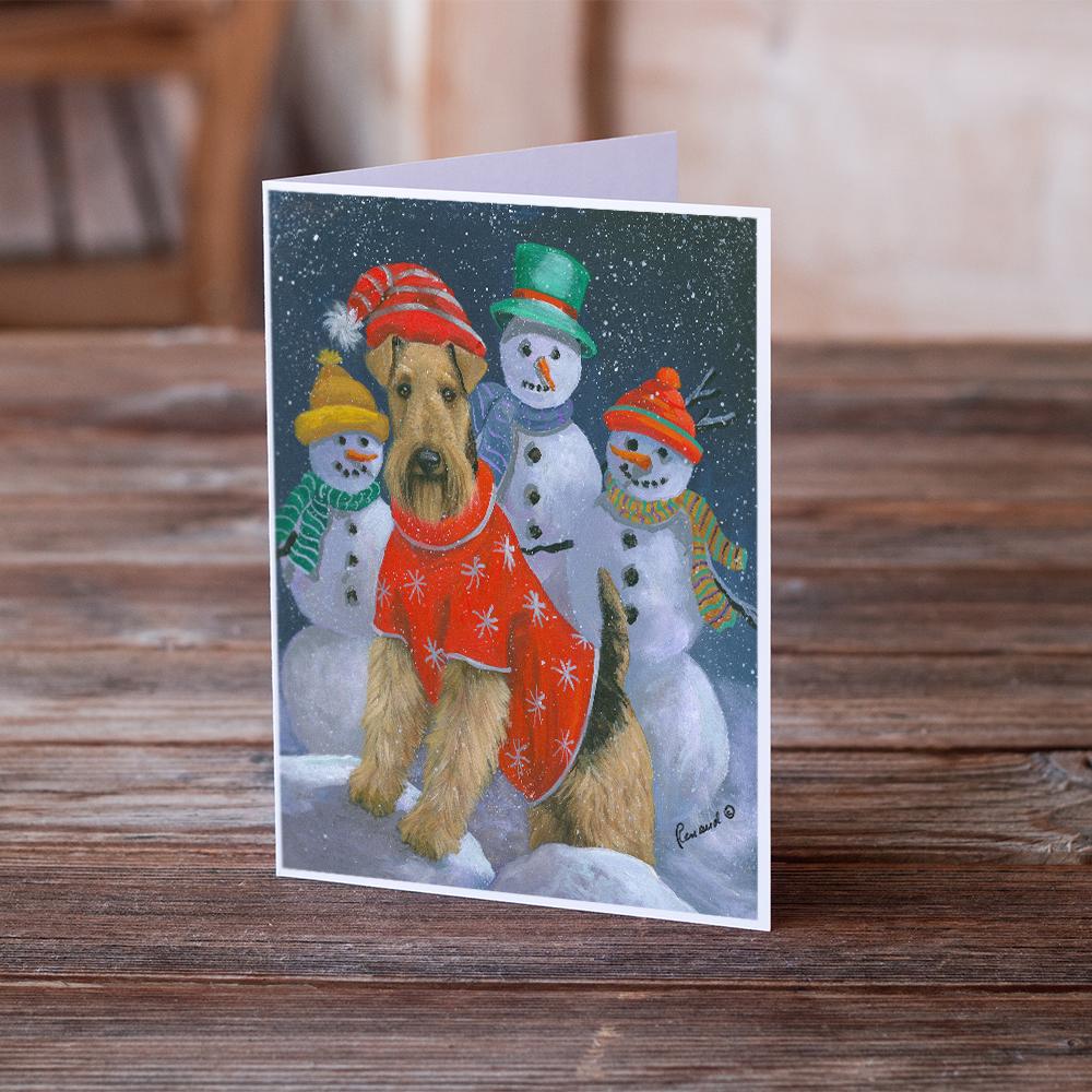 Airedale Snowpeople Christmas Greeting Cards Pack of 8 Blank Cards with Envelopes Whimsical A7 Size 5x7