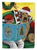Airedale Storybook Tails Christmas House Flag 28x40 Porch Sleeve Pole Decorative Outside Yard Banner Artwork Wall Hanging, Polyester