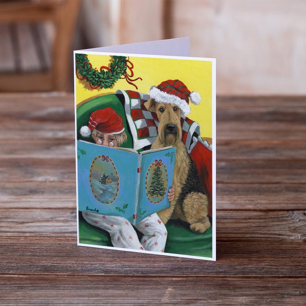 Airedale Storybook Tails Christmas Greeting Cards Pack of 8 Blank Cards with Envelopes Whimsical A7 Size 5x7