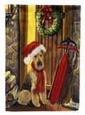 Airedale Welcome Home Christmas House Flag 28x40 Porch Sleeve Pole Decorative Outside Yard Banner Artwork Wall Hanging, Polyester