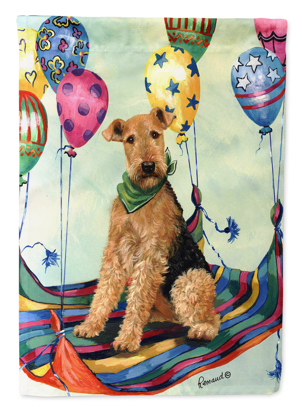 Airedale High Flyer House Flag 28x40 Porch Sleeve Pole Decorative Outside Yard Banner Artwork Wall Hanging, Polyester