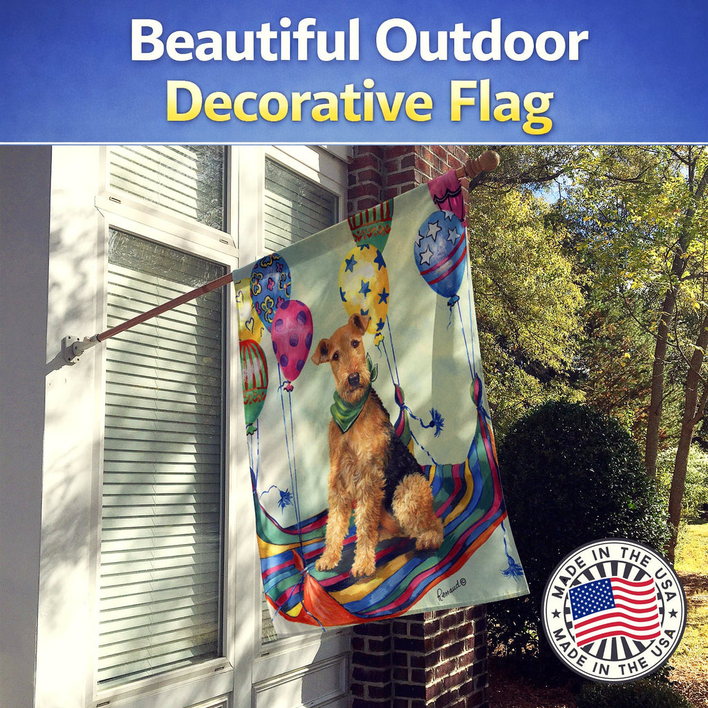 Airedale High Flyer House Flag 28x40 Porch Sleeve Pole Decorative Outside Yard Banner Artwork Wall Hanging, Polyester