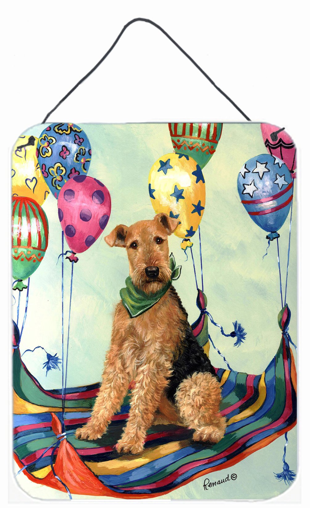Airedale High Flyer Wall or Door Hanging Prints Aluminum Metal Sign Kitchen Wall Bar Bathroom Plaque Home Decor Front Door Plaque, 12x16, Multicolor