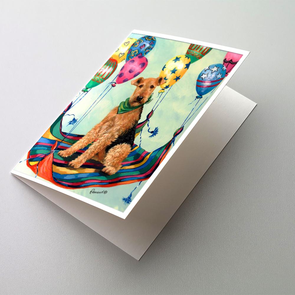 Airedale High Flyer Greeting Cards Pack of 8 Blank Cards with Envelopes Whimsical A7 Size 5x7