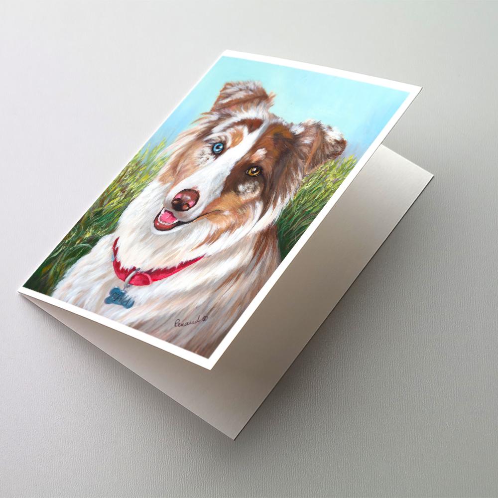 Australian Shepherd Scarlet Greeting Cards Pack of 8 Blank Cards with Envelopes Whimsical A7 Size 5x7