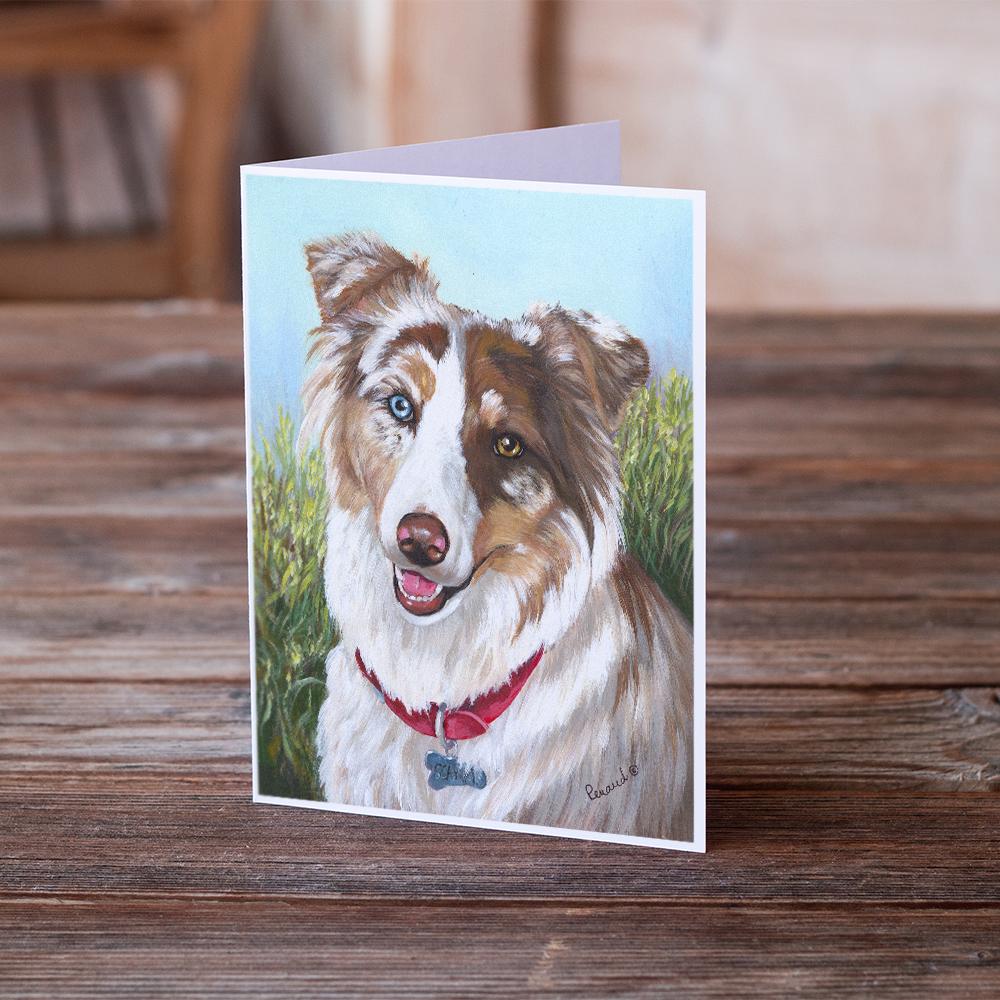 Australian Shepherd Scarlet Greeting Cards Pack of 8 Blank Cards with Envelopes Whimsical A7 Size 5x7
