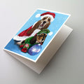 Basset Hound Santa Christmas Greeting Cards Pack of 8 Blank Cards with Envelopes Whimsical A7 Size 5x7