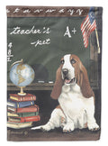 Basset Hound Teacher's Pet House Flag 28x40 Porch Sleeve Pole Decorative Outside Yard Banner Artwork Wall Hanging, Polyester