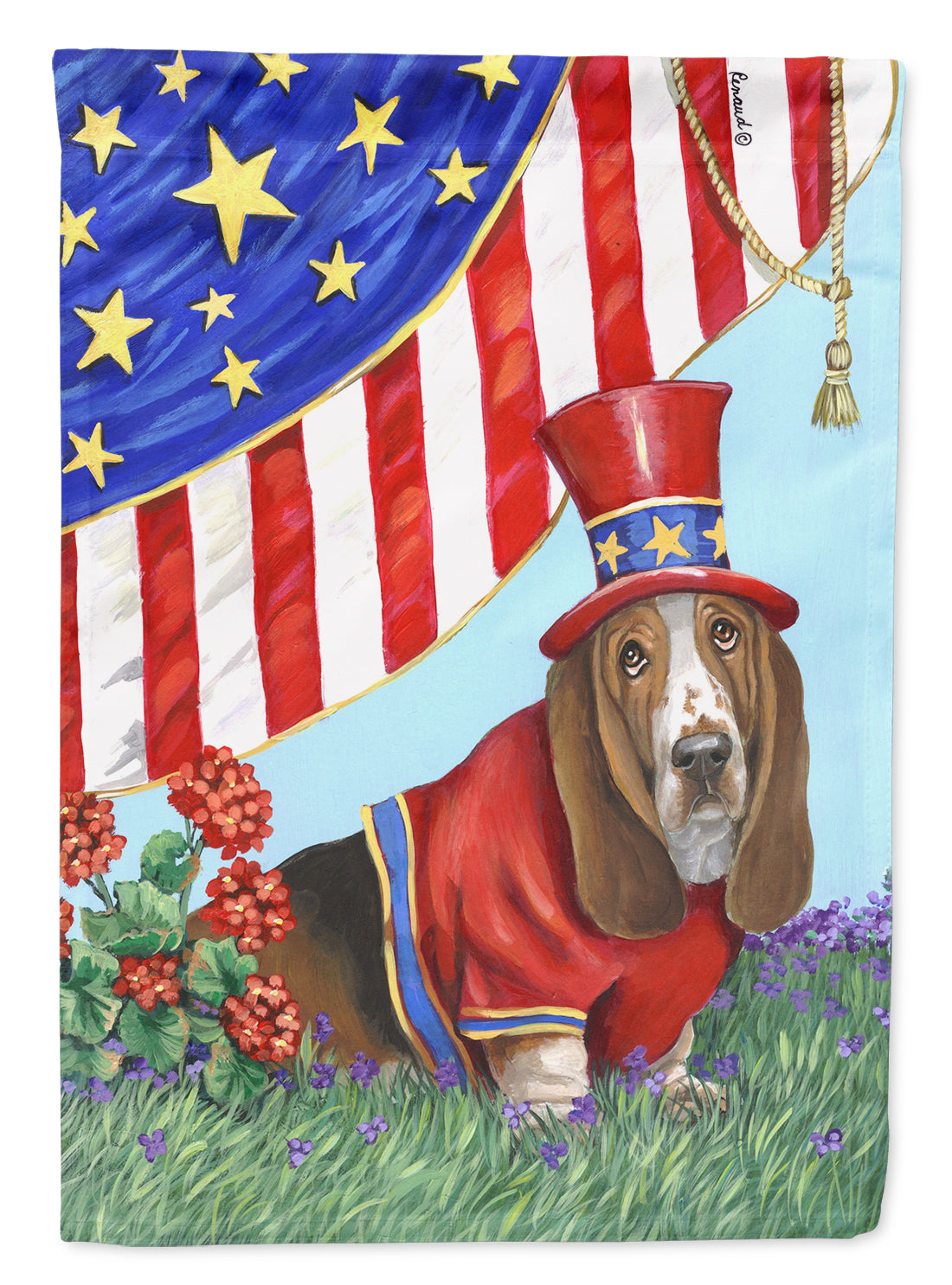 Basset Hound USA House Flag 28x40 Porch Sleeve Pole Decorative Outside Yard Banner Artwork Wall Hanging, Polyester