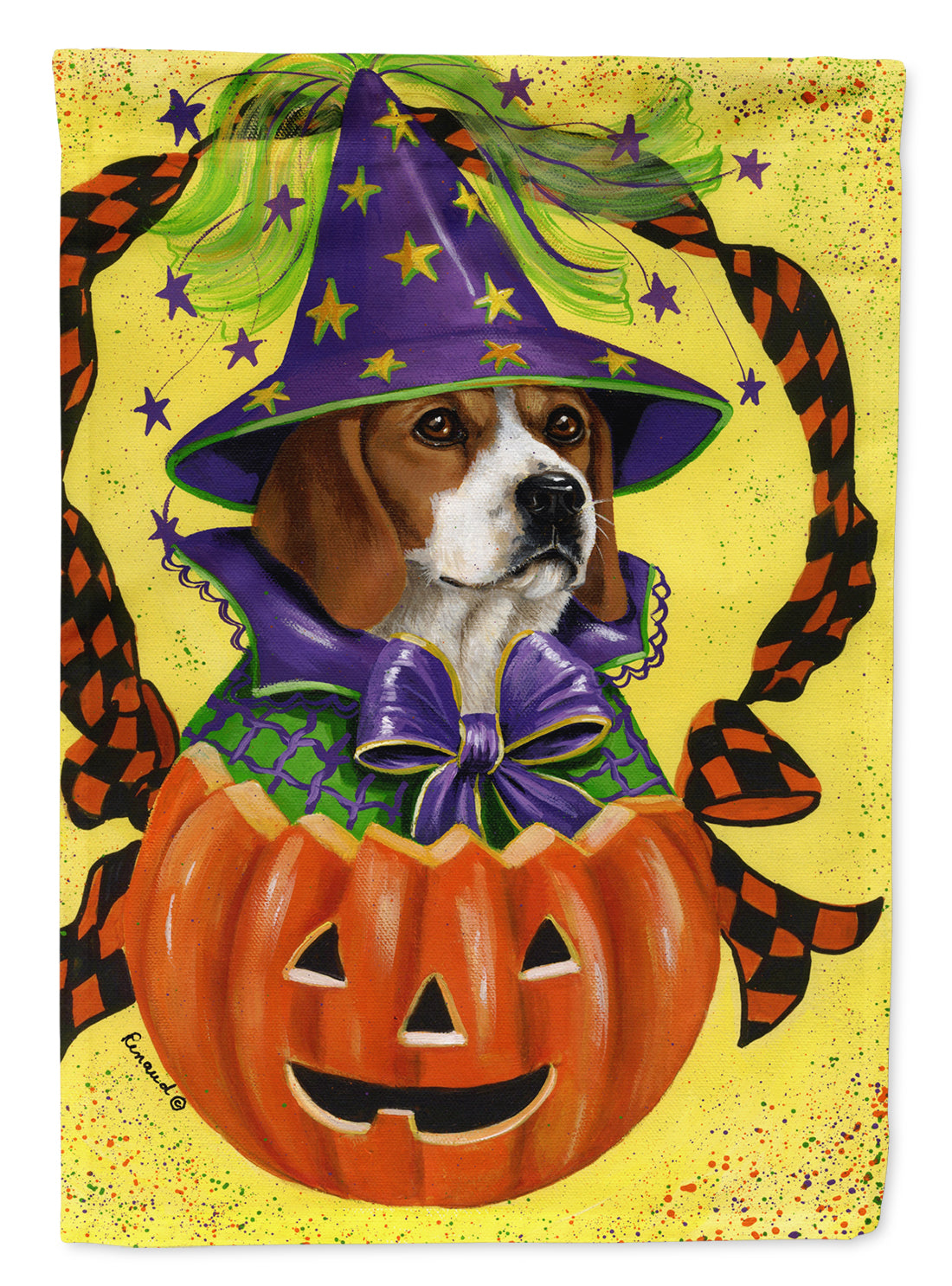 Beagle Halloweenie House Flag 28x40 Porch Sleeve Pole Decorative Outside Yard Banner Artwork Wall Hanging, Polyester