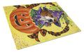 Beagle Halloweenie Cutting Board Tempered Glass Kitchen Cutting Surface, Heat Resistant Chopping, Non-Slip Feet, Food Prep & Serving