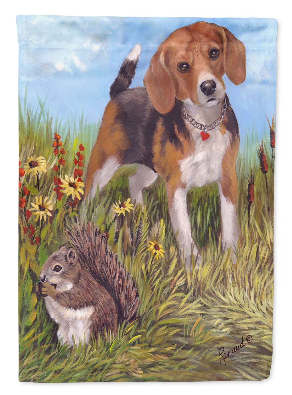 Beagle Hunter Hunted House Flag 28x40 Porch Sleeve Pole Decorative Outside Yard Banner Artwork Wall Hanging, Polyester
