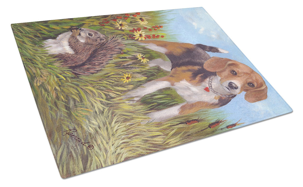 Beagle Hunter Hunted Cutting Board Tempered Glass Kitchen Cutting Surface, Heat Resistant Chopping, Non-Slip Feet, Food Prep & Serving