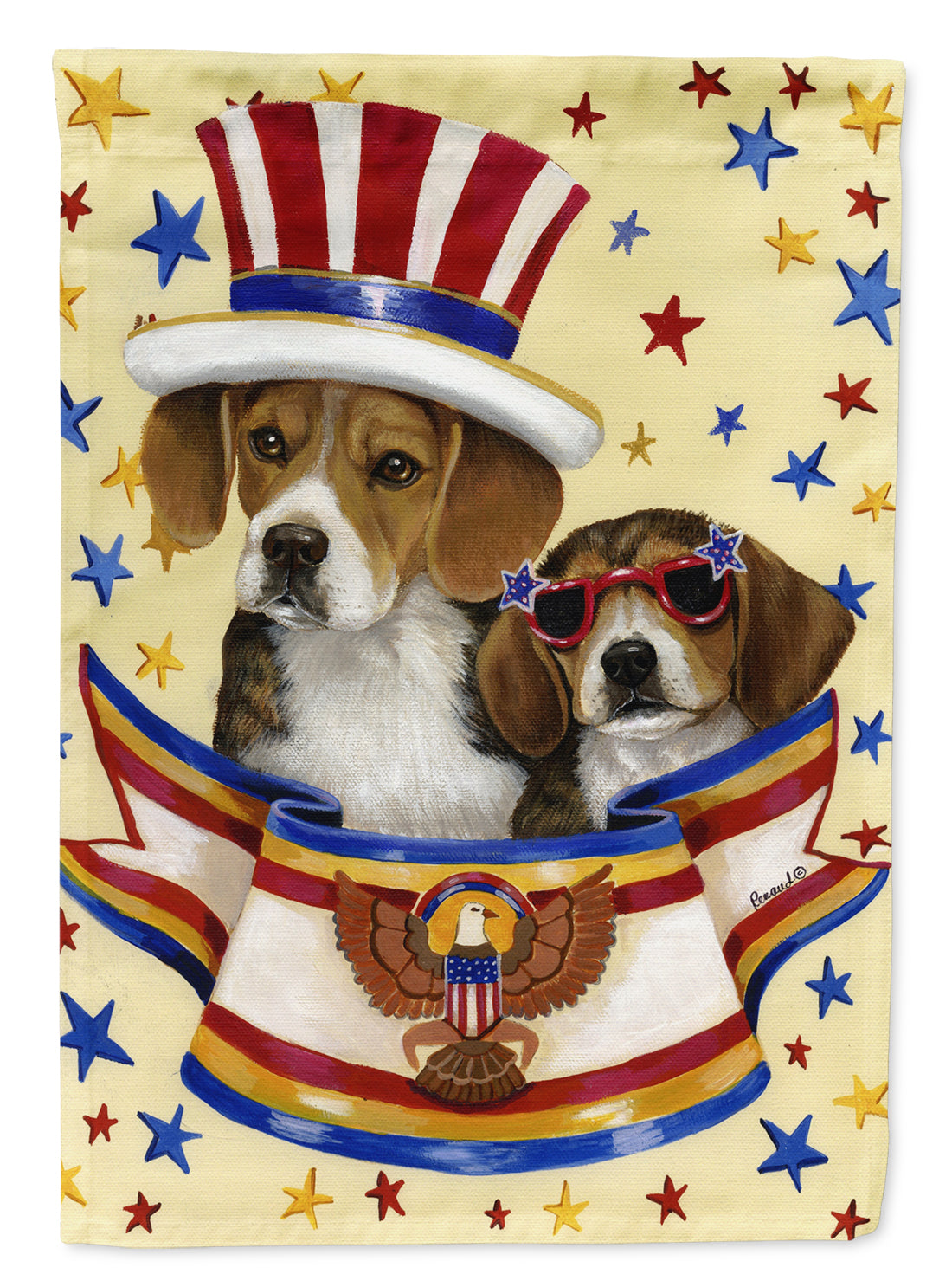 Beagle USA House Flag 28x40 Porch Sleeve Pole Decorative Outside Yard Banner Artwork Wall Hanging, Polyester
