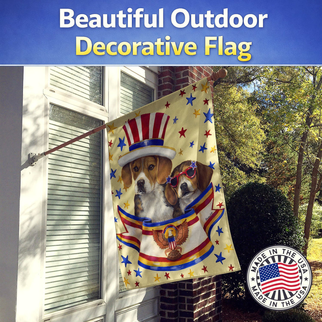 Beagle USA House Flag 28x40 Porch Sleeve Pole Decorative Outside Yard Banner Artwork Wall Hanging, Polyester