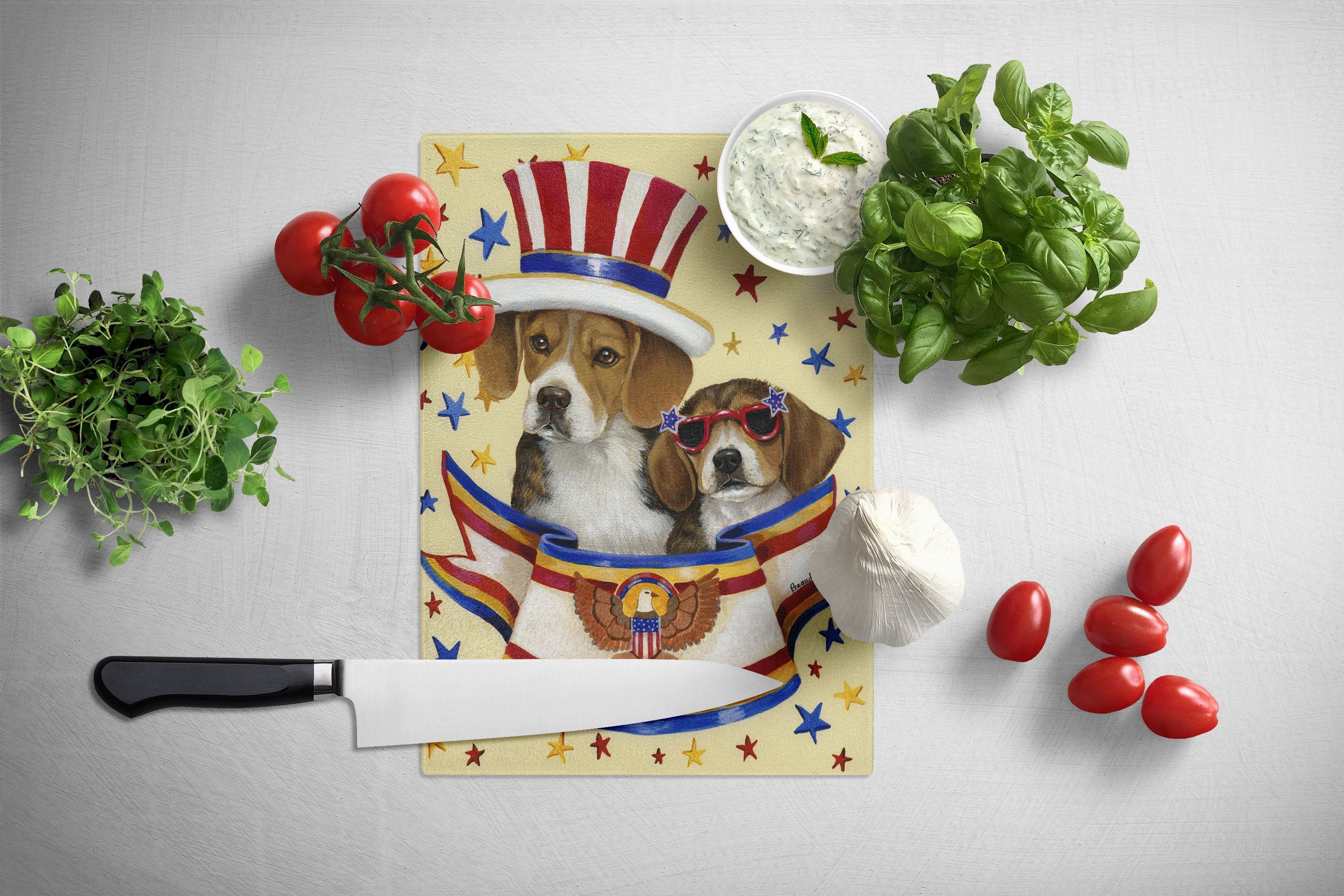 Beagle USA Cutting Board Tempered Glass Kitchen Cutting Surface, Heat Resistant Chopping, Non-Slip Feet, Food Prep & Serving