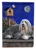 Bearded Collie Moon shine House Flag 28x40 Porch Sleeve Pole Decorative Outside Yard Banner Artwork Wall Hanging, Polyester