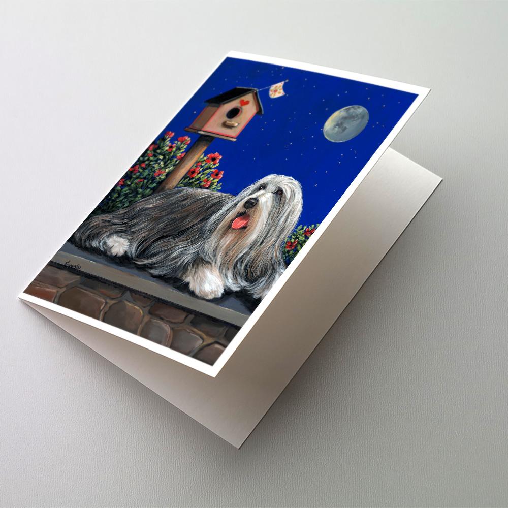 Bearded Collie Moon shine Greeting Cards Pack of 8 Blank Cards with Envelopes Whimsical A7 Size 5x7