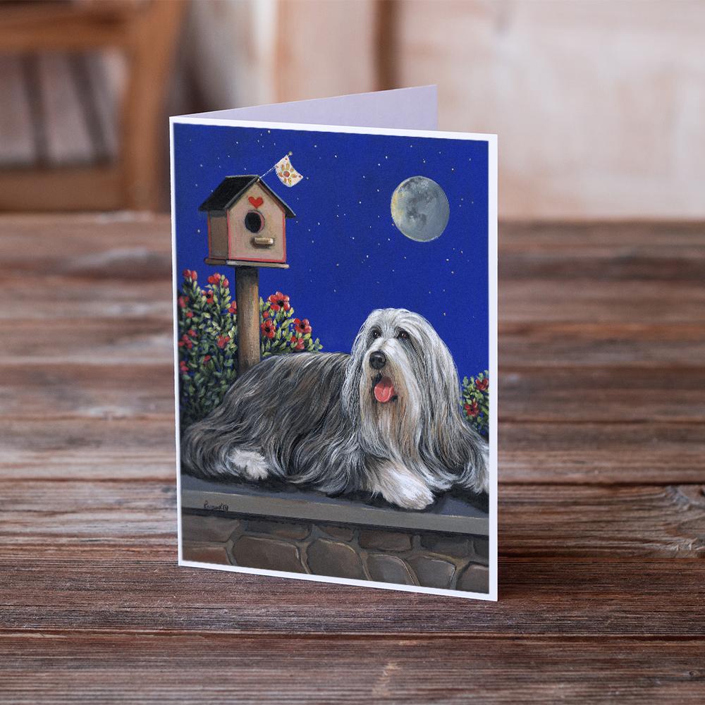 Bearded Collie Moon shine Greeting Cards Pack of 8 Blank Cards with Envelopes Whimsical A7 Size 5x7