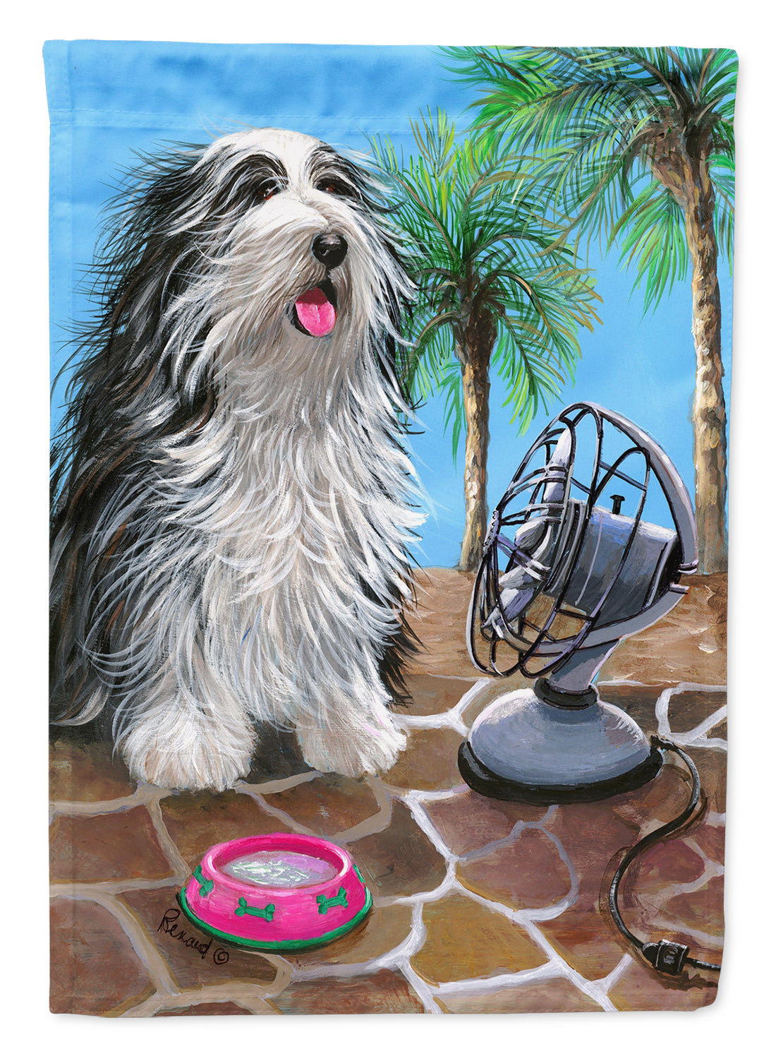 Bearded Collie Cool Summer House Flag 28x40 Porch Sleeve Pole Decorative Outside Yard Banner Artwork Wall Hanging, Polyester