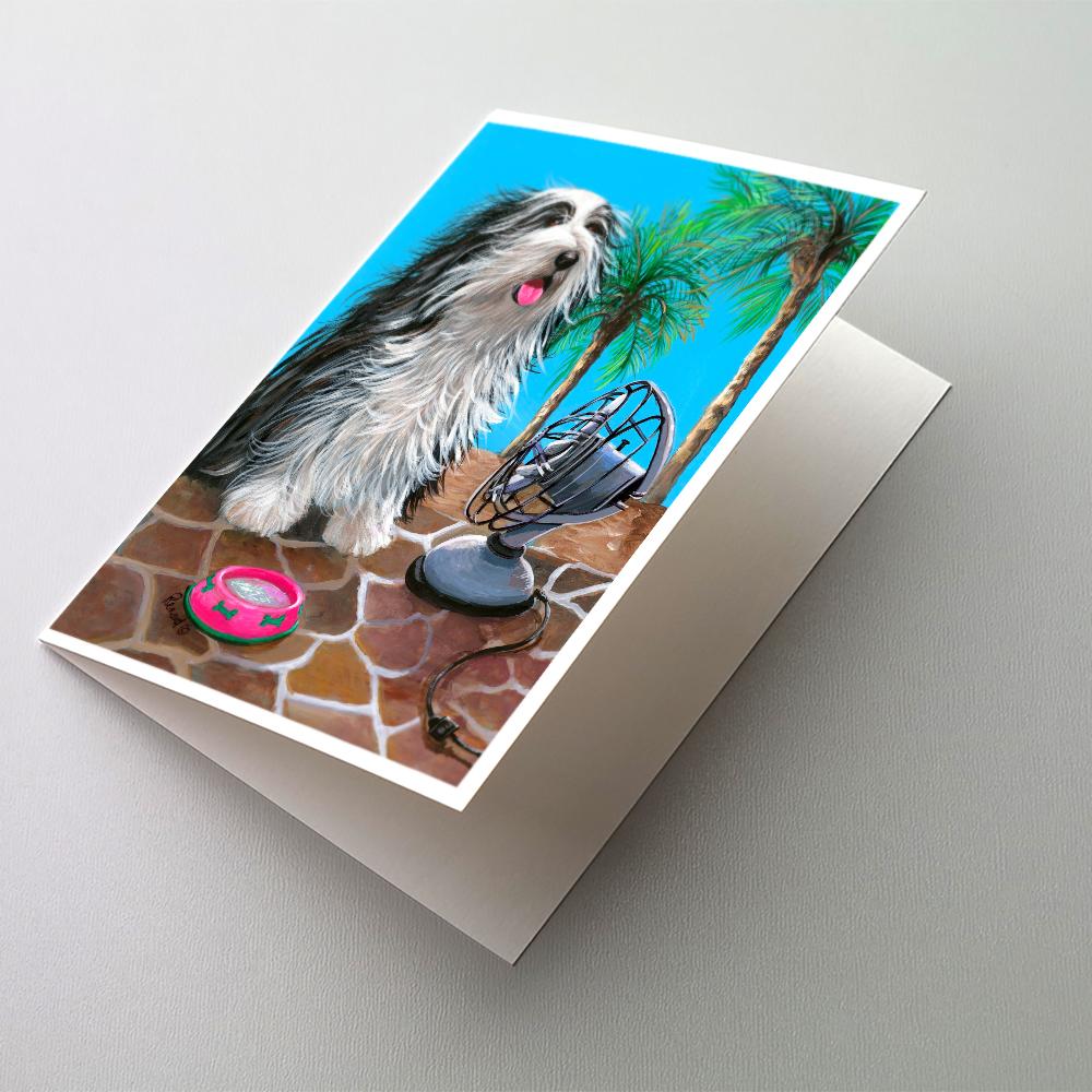 Bearded Collie Cool Summer Greeting Cards Pack of 8 Blank Cards with Envelopes Whimsical A7 Size 5x7
