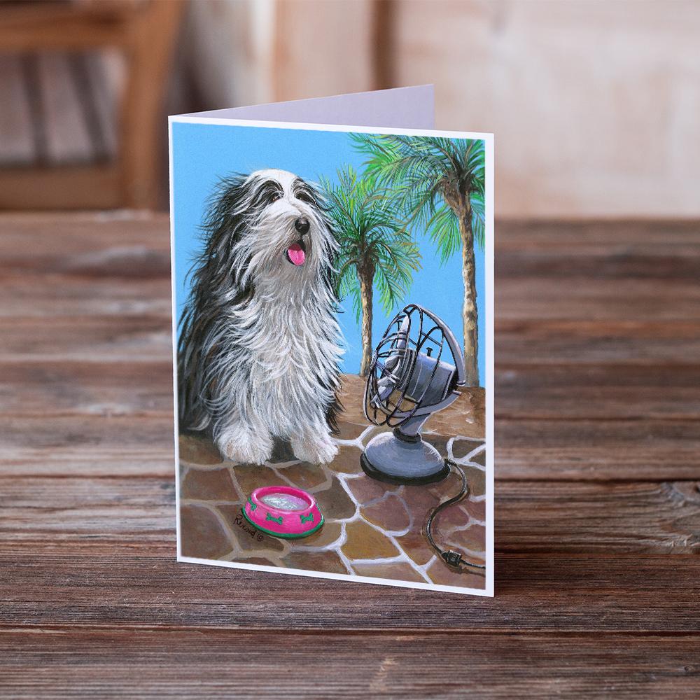 Bearded Collie Cool Summer Greeting Cards Pack of 8 Blank Cards with Envelopes Whimsical A7 Size 5x7