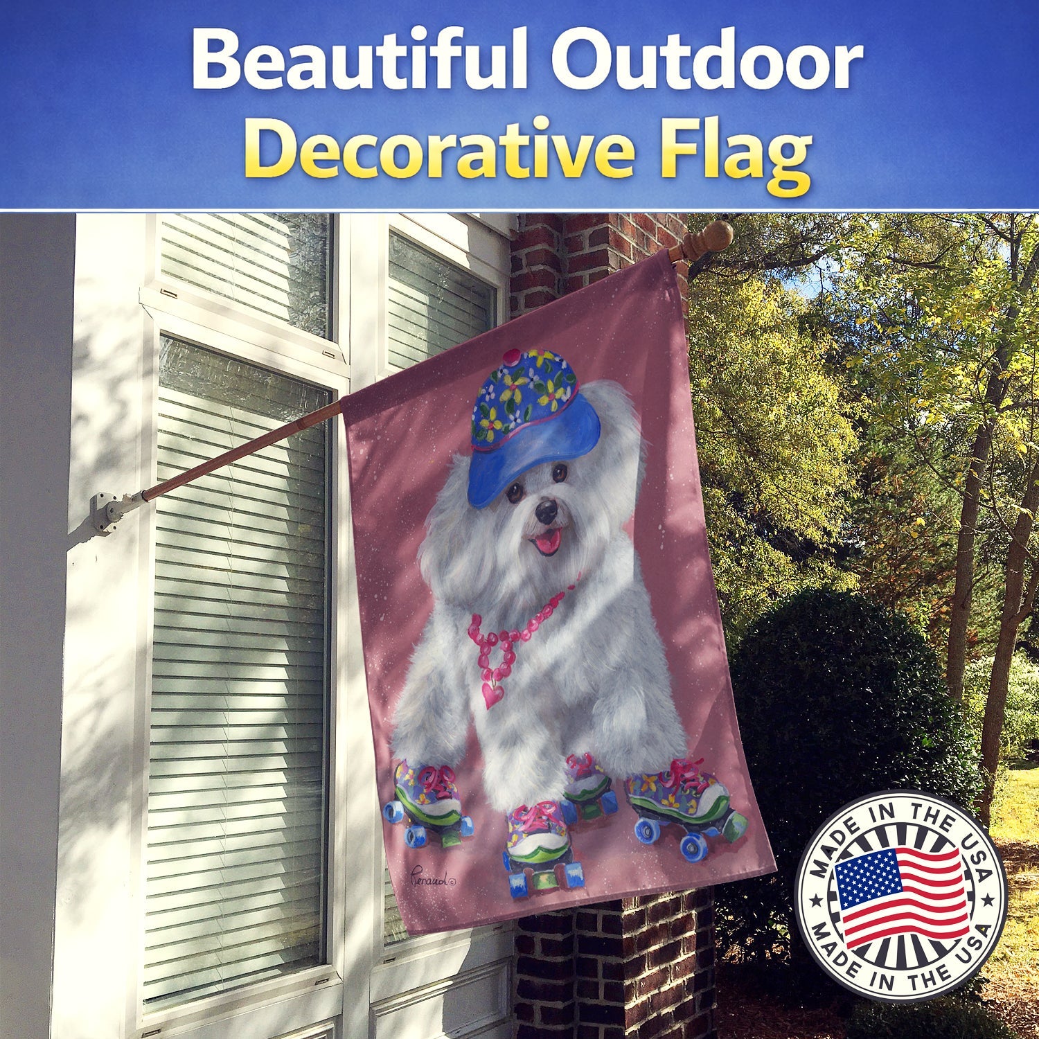 Bichon Frise Girls do it Better House Flag 28x40 Porch Sleeve Pole Decorative Outside Yard Banner Artwork Wall Hanging, Polyester