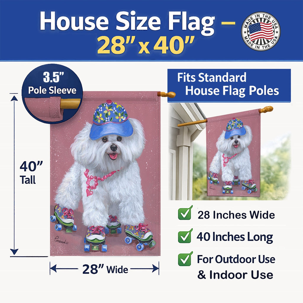 Bichon Frise Girls do it Better House Flag 28x40 Porch Sleeve Pole Decorative Outside Yard Banner Artwork Wall Hanging, Polyester