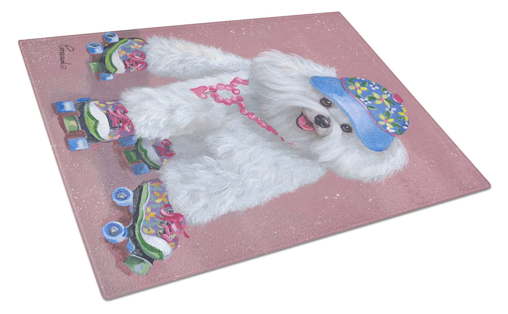 Bichon Frise Girls do it Better Cutting Board Tempered Glass Kitchen Cutting Surface, Heat Resistant Chopping, Non-Slip Feet, Food Prep & Serving