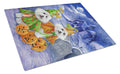 Bichon Frise Halloween Haunted House Cutting Board Tempered Glass Kitchen Cutting Surface, Heat Resistant Chopping, Non-Slip Feet, Food Prep & Serving