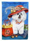 Bichon Frise Mademoiselle House Flag 28x40 Porch Sleeve Pole Decorative Outside Yard Banner Artwork Wall Hanging, Polyester