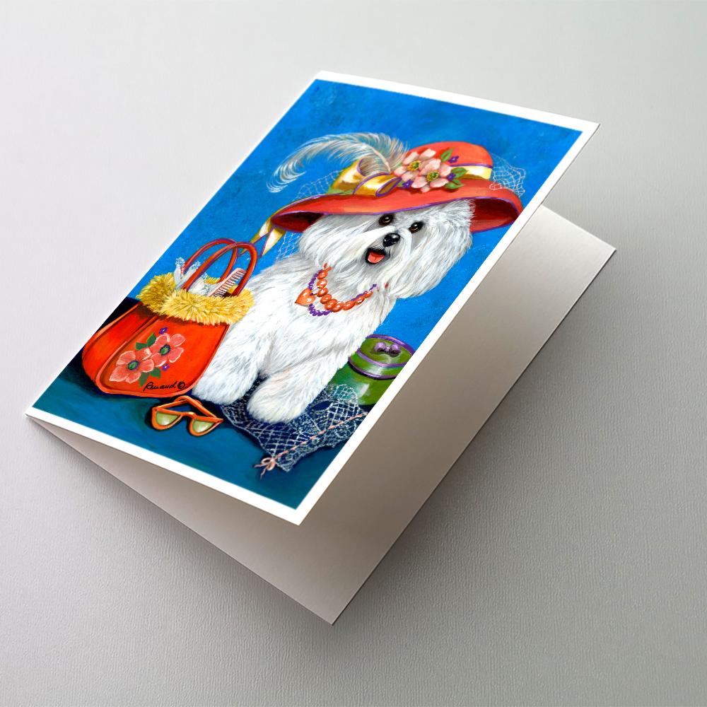 Bichon Frise Mademoiselle Greeting Cards Pack of 8 Blank Cards with Envelopes Whimsical A7 Size 5x7