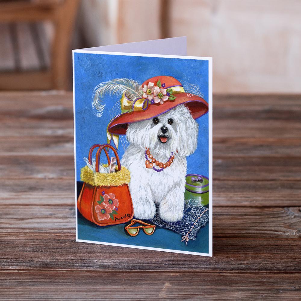 Bichon Frise Mademoiselle Greeting Cards Pack of 8 Blank Cards with Envelopes Whimsical A7 Size 5x7