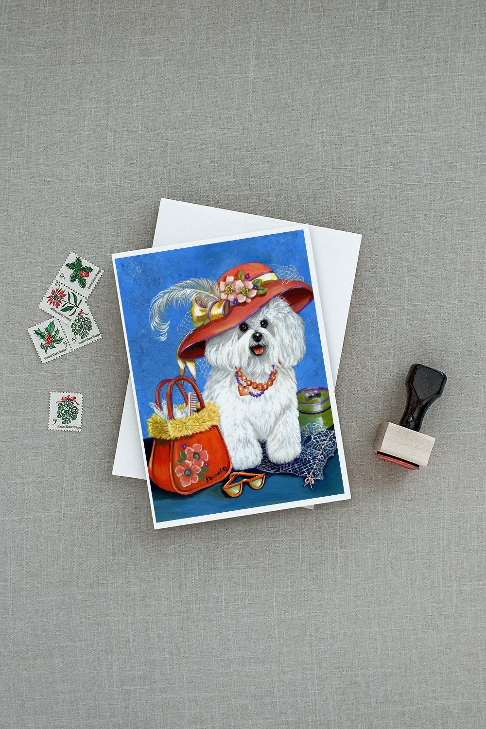 Bichon Frise Mademoiselle Greeting Cards Pack of 8 Blank Cards with Envelopes Whimsical A7 Size 5x7