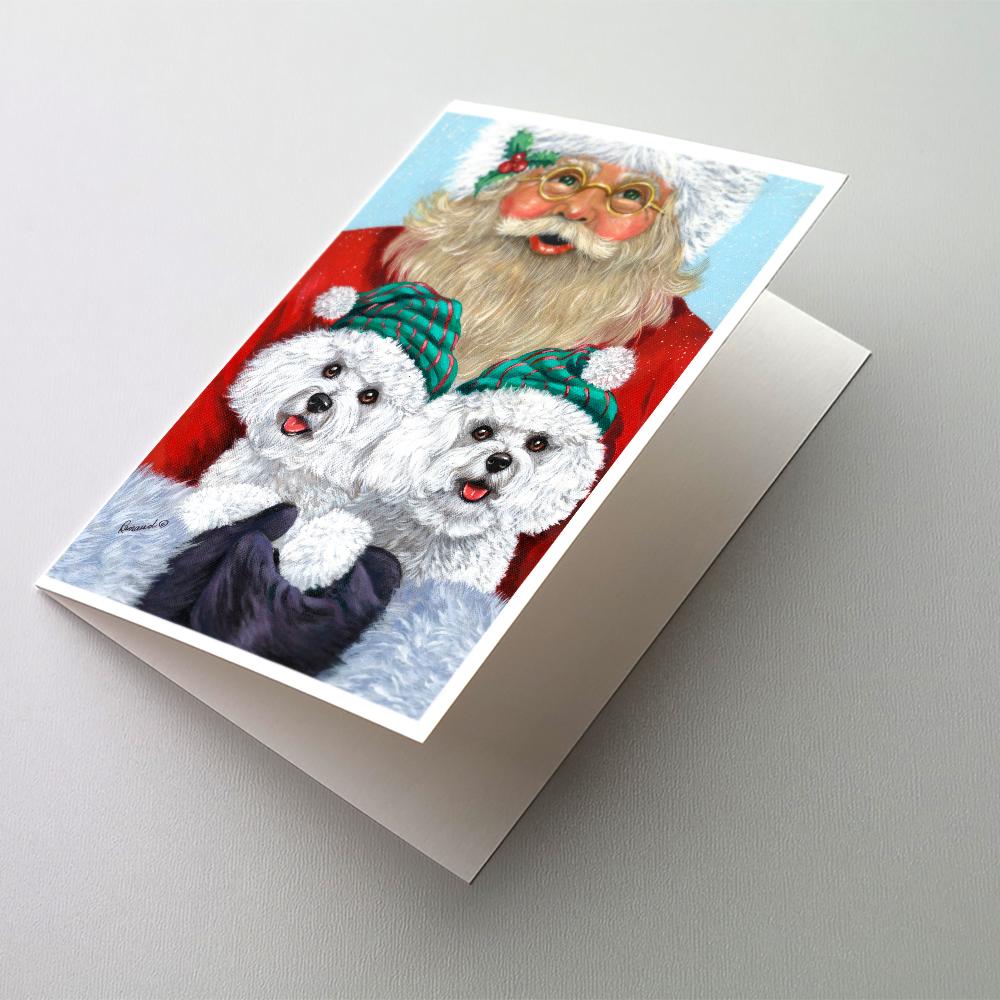 Bichon Frise Santa Christmas Greeting Cards Pack of 8 Blank Cards with Envelopes Whimsical A7 Size 5x7