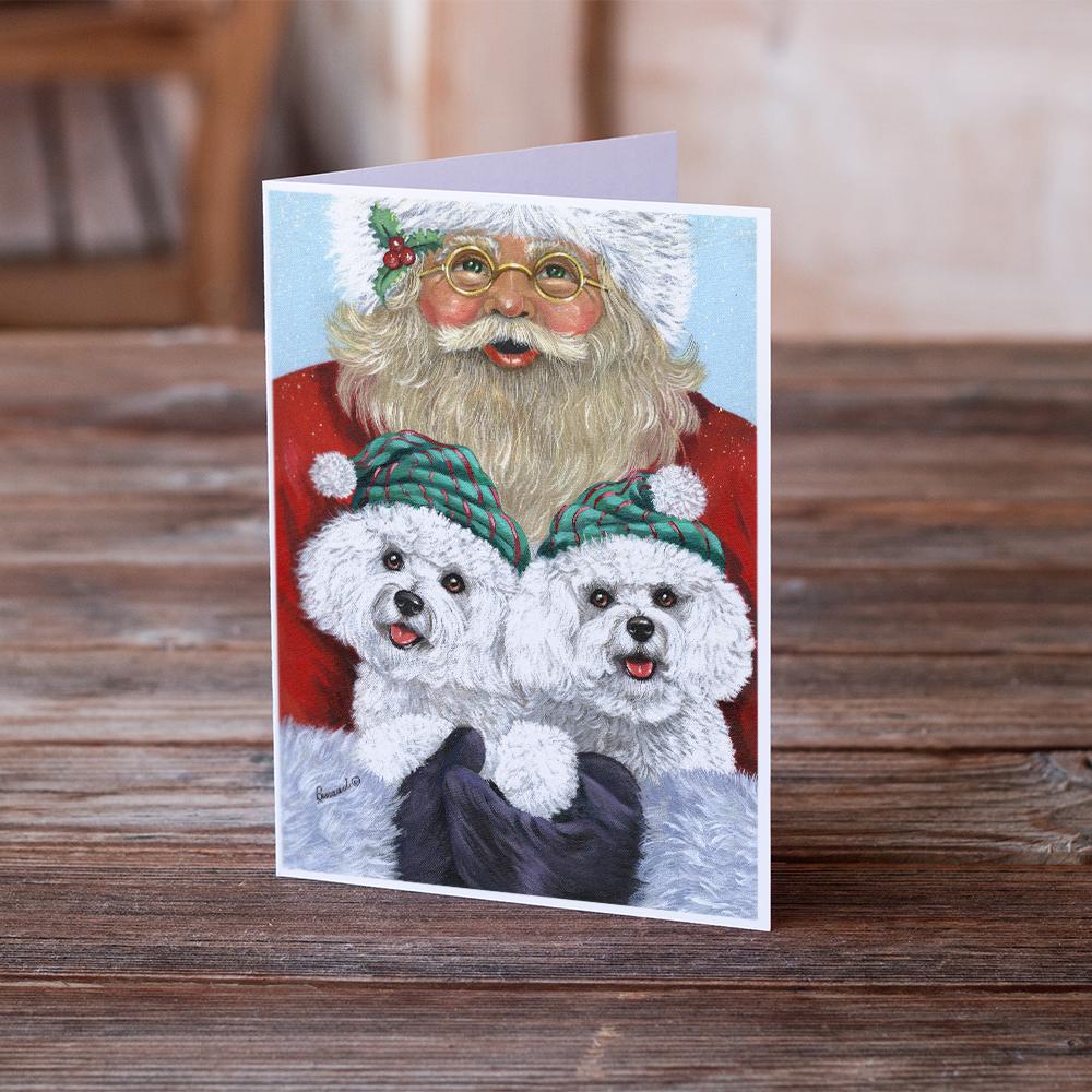 Bichon Frise Santa Christmas Greeting Cards Pack of 8 Blank Cards with Envelopes Whimsical A7 Size 5x7