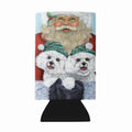 Bichon Frise Santa Christmas Wine Bottle Hugger Gift Sleeve for Standard 750 ml Bottles, Insulated Reusable Also Fits Mini Shot & Pint Bottles