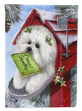 Bichon Frise Santa's List Christmas House Flag 28x40 Porch Sleeve Pole Decorative Outside Yard Banner Artwork Wall Hanging, Polyester