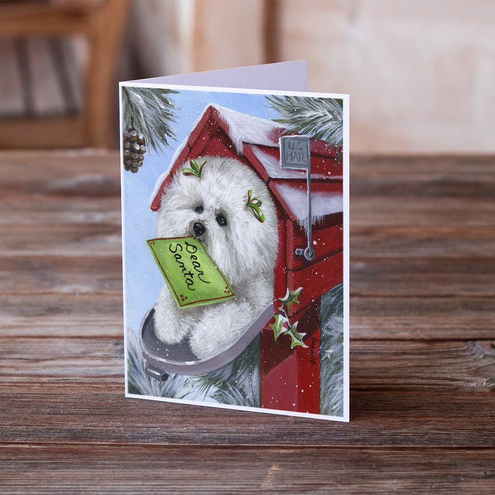 Bichon Frise Santa's List Christmas Greeting Cards Pack of 8 Blank Cards with Envelopes Whimsical A7 Size 5x7