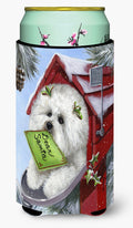 Bichon Frise Santa's List Christmas Tall Boy Hugger Can Cooler Sleeve Machine Washable Drink Collapsible Insulator Beverage Insulated Holder