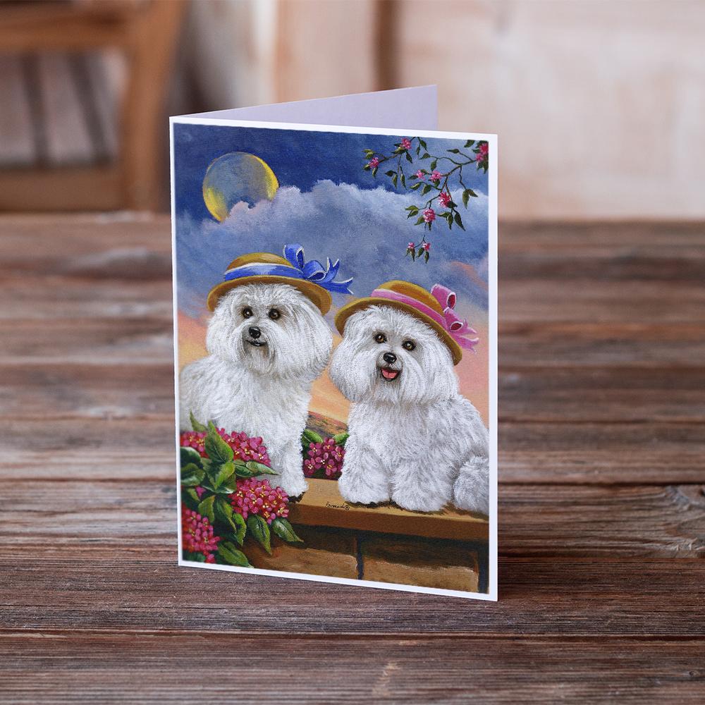Bichon Frise Soulmates Greeting Cards Pack of 8 Blank Cards with Envelopes Whimsical A7 Size 5x7