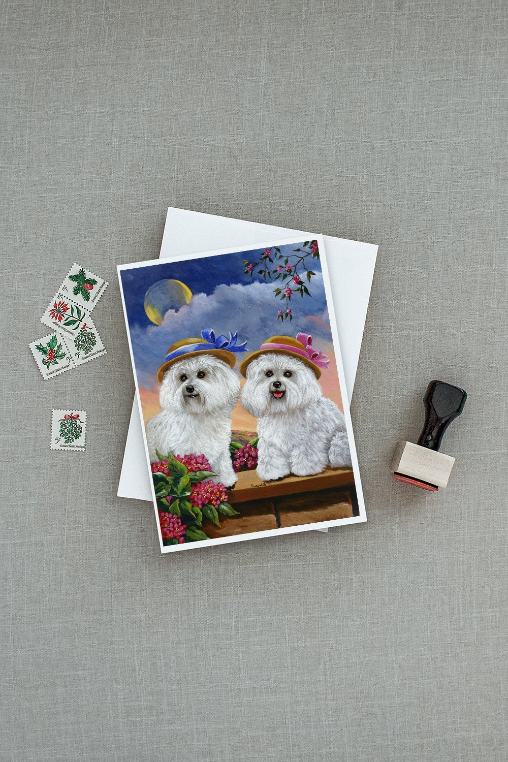 Bichon Frise Soulmates Greeting Cards Pack of 8 Blank Cards with Envelopes Whimsical A7 Size 5x7
