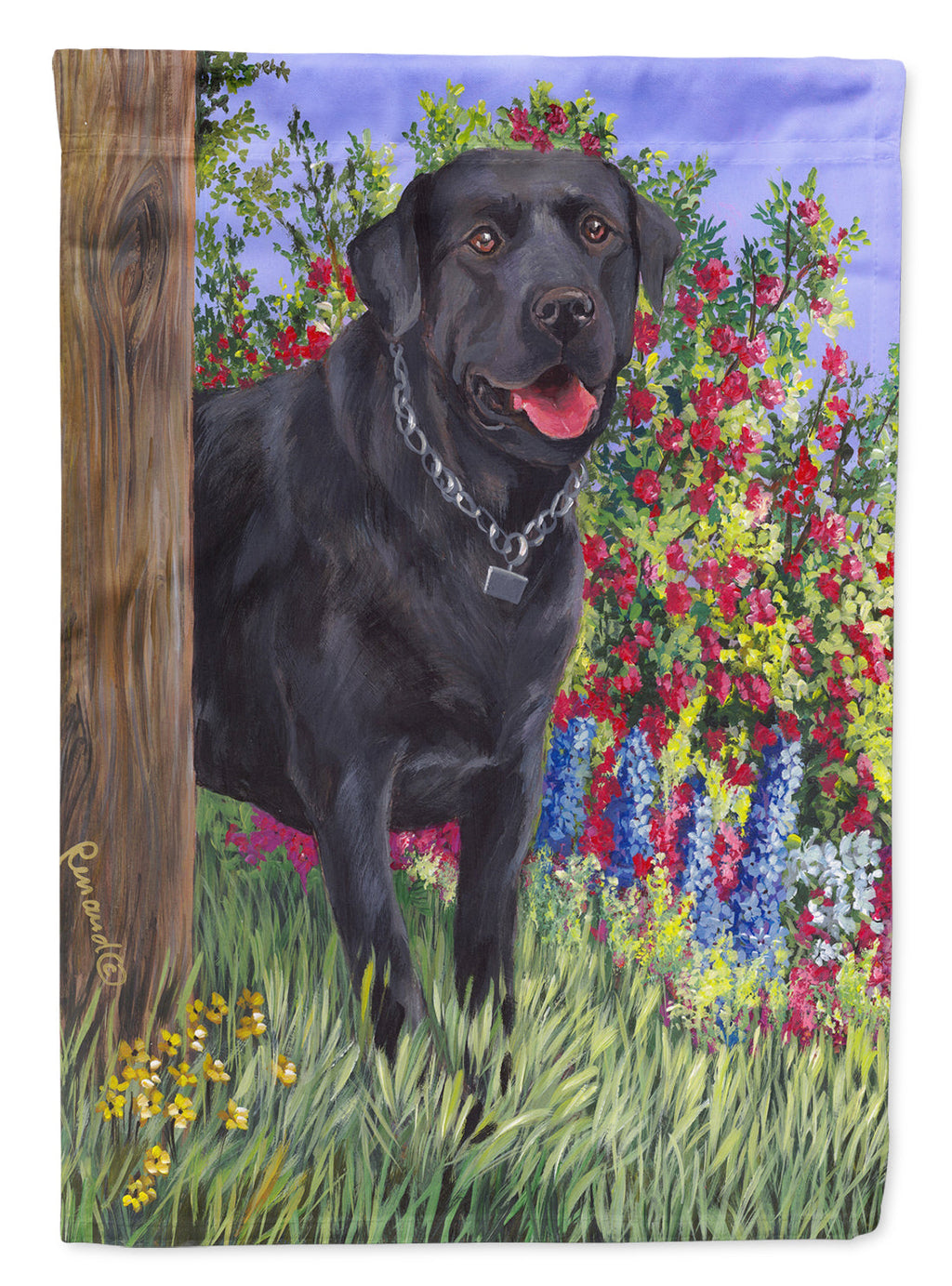 Black Labrador Retriever House Flag 28x40 Porch Sleeve Pole Decorative Outside Yard Banner Artwork Wall Hanging, Polyester