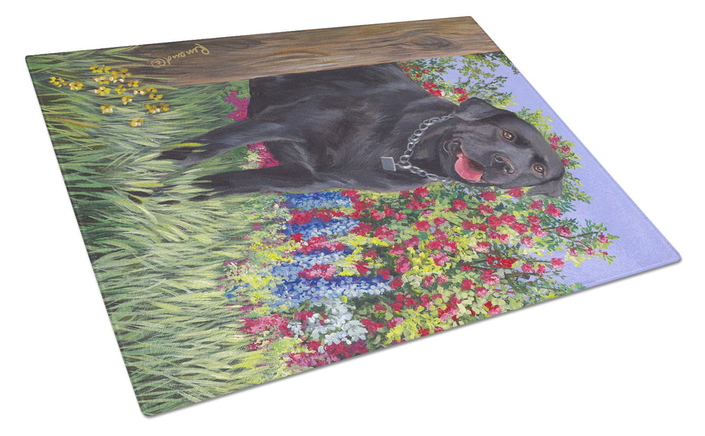 Black Labrador Retriever Cutting Board Tempered Glass Kitchen Cutting Surface, Heat Resistant Chopping, Non-Slip Feet, Food Prep & Serving