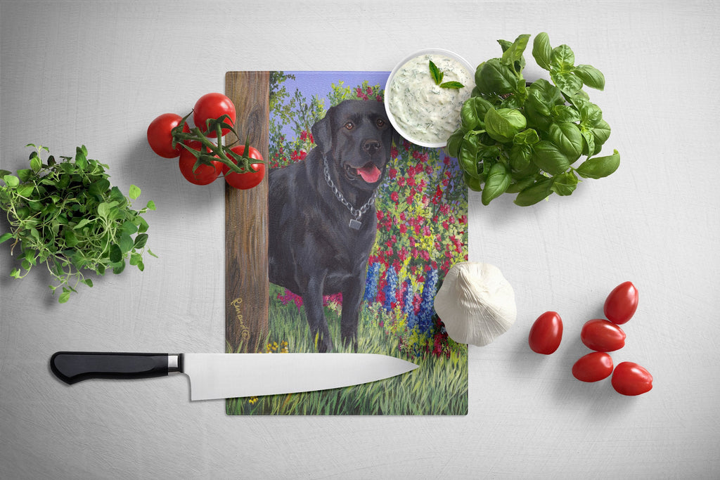 Black Labrador Retriever Cutting Board Tempered Glass Kitchen Cutting Surface, Heat Resistant Chopping, Non-Slip Feet, Food Prep & Serving